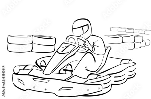 Go kart, suitable for coloring page