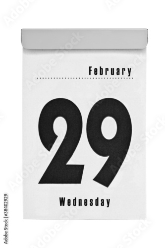 Tear-off calendar shows february the 29th, intercalary year 2012