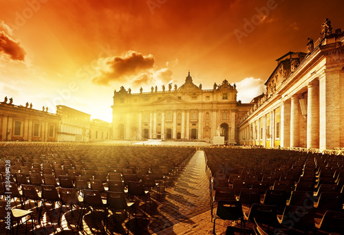 Saint Peter's Square in sunset time