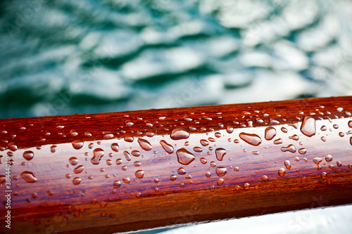 Rain drops on a sealed wood