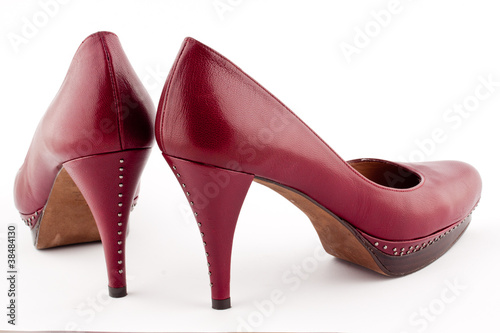burgundy high heel woman shoes