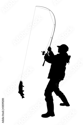 fisherman catching a fish
