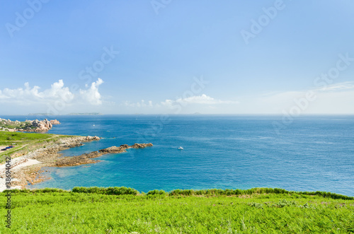 panorama of Cote D'Emeraude in Normandy, France