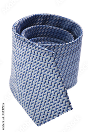 closeup of blue tie on spiral