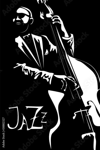 Vector series - Old jazz men with the favourite contrabass