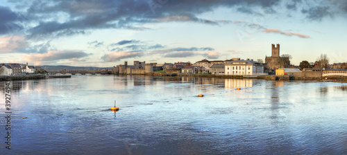 Panoramic view of Limerick City at dusk in Ireland.