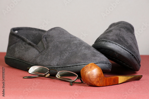 pipe and slippers