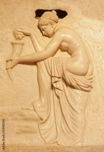 Marble relief of nude woman