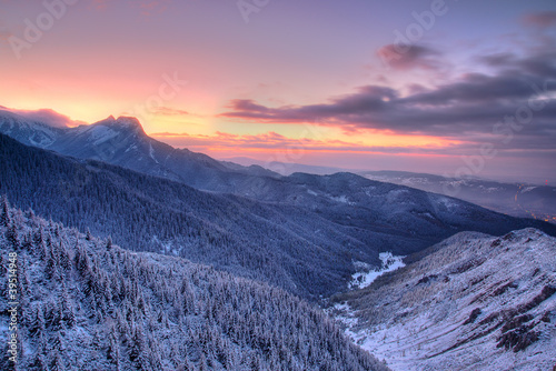zachód słońca nad Tatrami