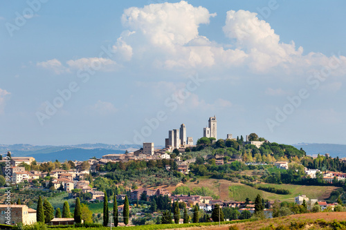 view of San Gimignano town in Tuscany province of Italy