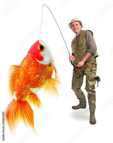 The fisherman with his big Goldfish.