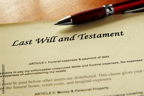 closeup of a Last Will and Testament document