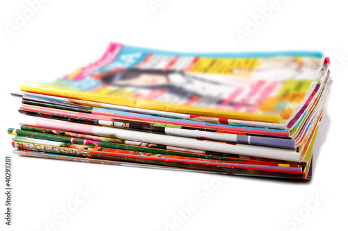 stack of old colored magazines