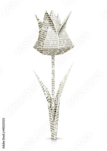 tulip paper origami flower vector illustration isolated on