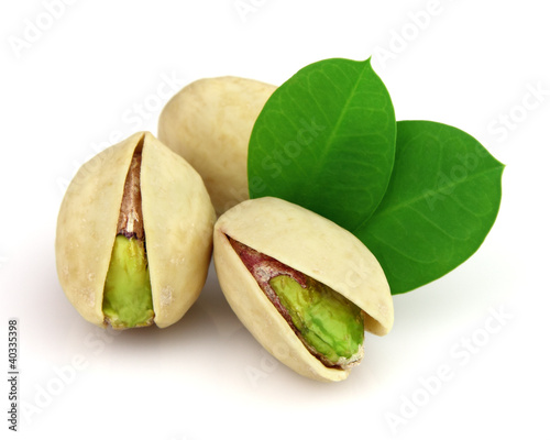 Pistachio with leaves