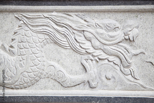 Typical Chinese carven dragon on wall