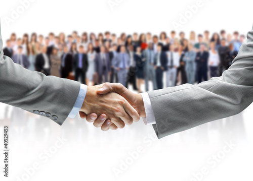 shaking hands and business team