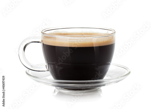 Espresso coffee in glass cup