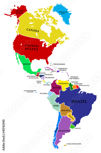 A map North and South America