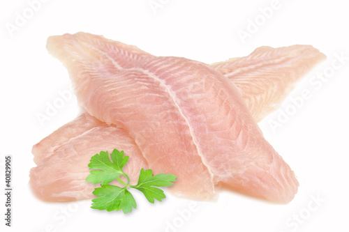 Fillet of Fish Pangasius. Isolated on white background.