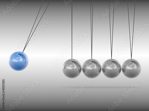 Newton cradle - blue sphere