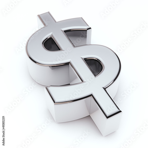 3D Dollar symbol isolated on white