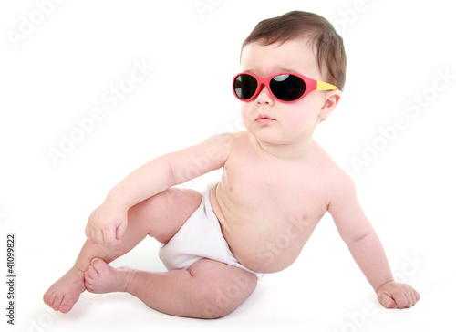 Cool dude - baby relaxing wearing sunglasses