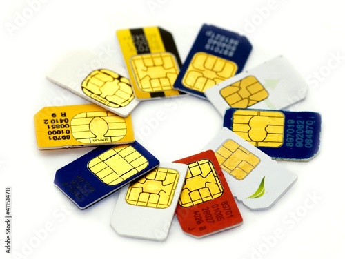 Colorful sim card on a white background