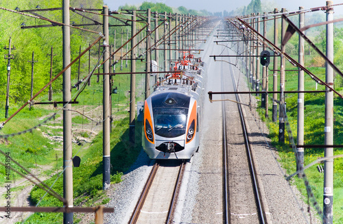 Modern fast passenger train in Ukraine