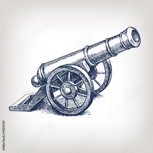 Vector ancient cannon vintage engraving