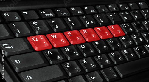 qwerty letters colored in red