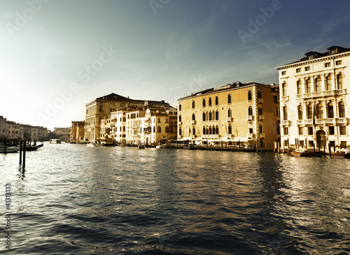 Grand Canal in Venice, Italy in sunset time
