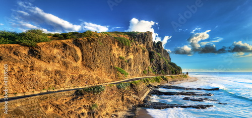 Panorama de la route côtière du Cap Lahoussaye, La Réunion.