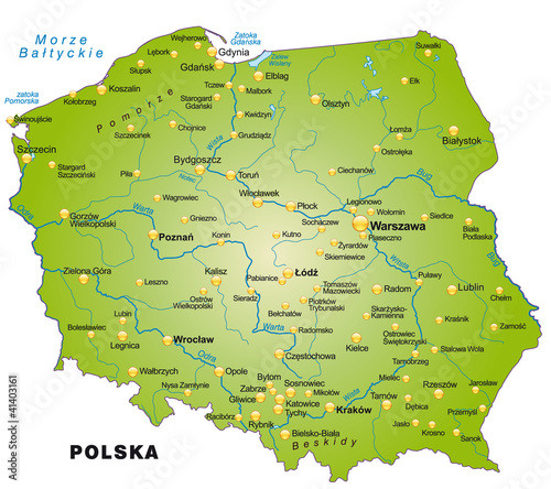 Übersichtskarte von Polen mit Hauptstädten