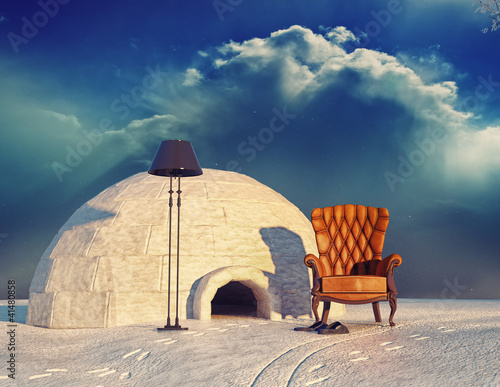 armchair and igloo