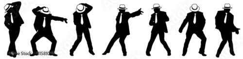 Silhouette of the man in a hat, Michael Jackson dancing in style