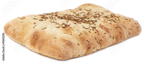 Turkish bread with sesame seeds over the white background