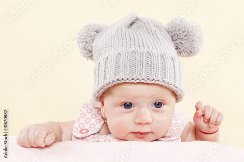 Baby with blue eyes portrait.