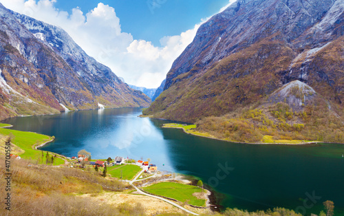 Naeroyfjord - fjord landscape in Sogn og Fjordane region.