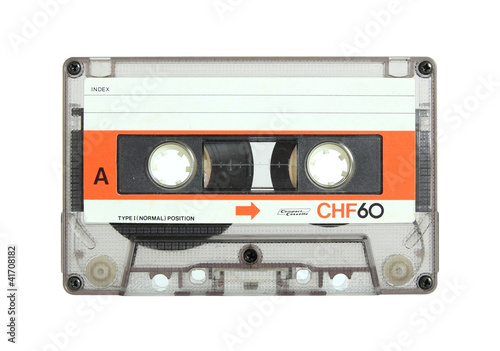 cassette tape isolated on white with clipping path