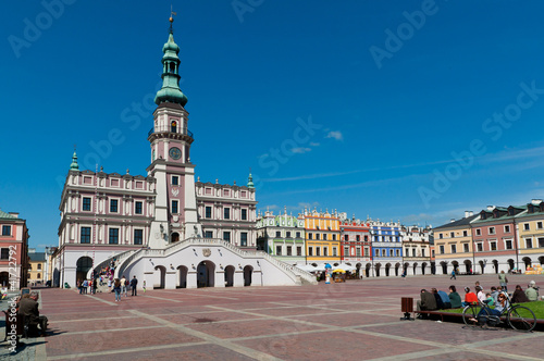 View of Polish beauty renaaissance Old town Zamosc.