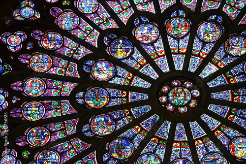 Beautiful stained glass window in Notre Dame