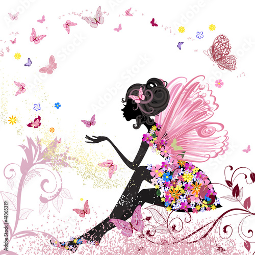 Flower Fairy in the environment of butterflies