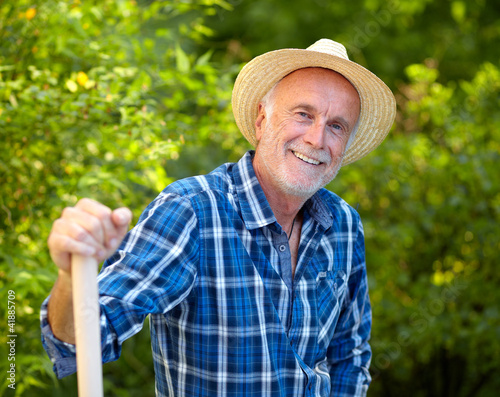 Senior gardener take a break