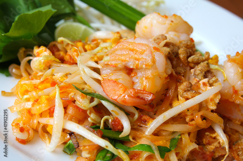 Thai food, stir-fried rice noodles (Pad Thai).