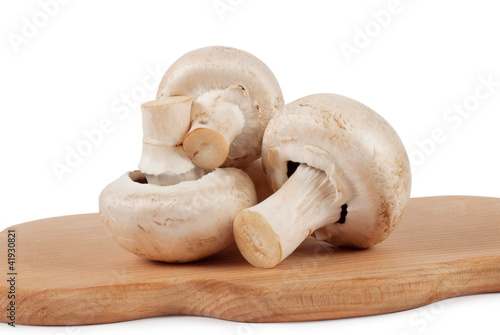 Raw mushrooms on the kitchen chalkboard