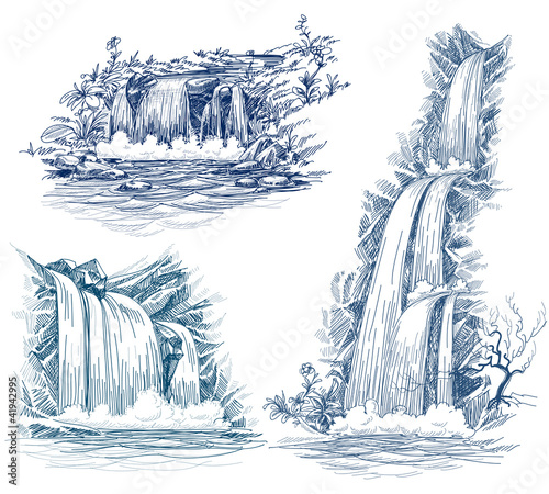 Water falls vector drawing