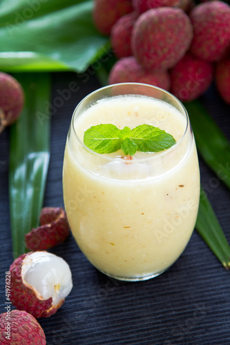 Lychee,Pineapple and coconut smoothie