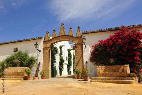 Bodegas Góngora en Villanueva del Ariscal, provincia de Sevilla, España. Cortijo andaluz, hacienda rural