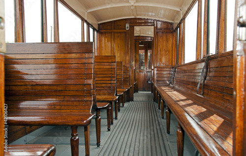 old wooden train interior